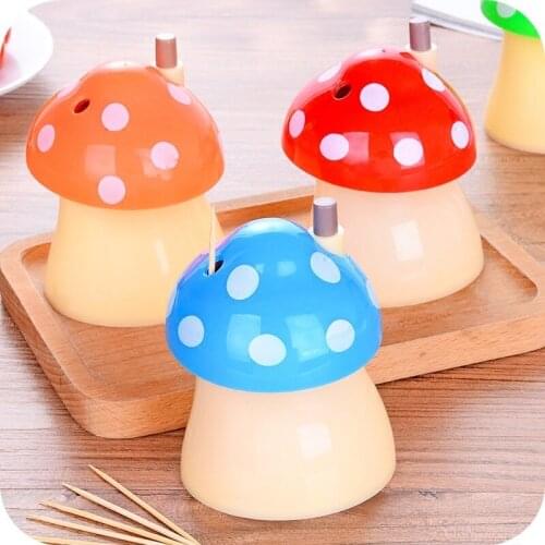 1Pcs Portable Lovely Mushroom Toothpick Box Fashion Automatic Toothpick Holder Storage Box Desk Decoration Kitchen Accessories