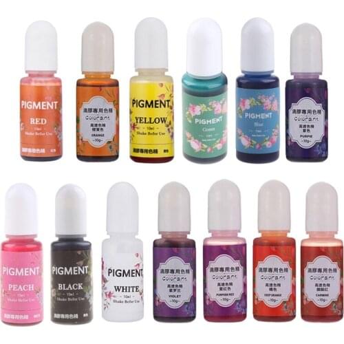 13 Colors Epoxy UV Resin Coloring Dye Liquid Epoxy Pigment Resin Colorant Fading Resistance10ml Translucent Make Jewelry Pigment