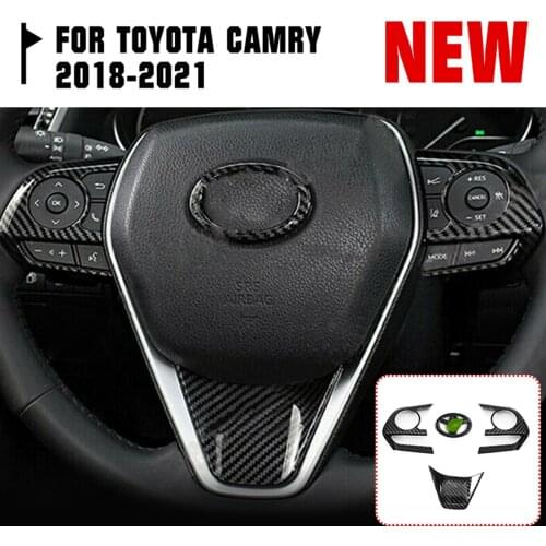 4Pcs Fit 2018-2021 for Toyota Camry Carbon Fiber Car Steering Wheel Decor Frame Trim Car Accesories Interior