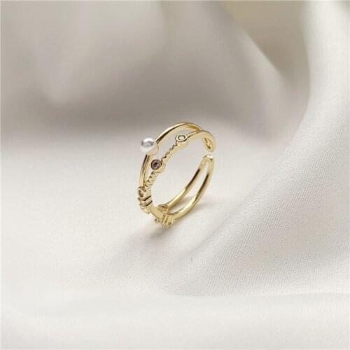 925 sterling silver open pearl ring womens party jewelry temperament simple INS fashion original minimalist creative chic open