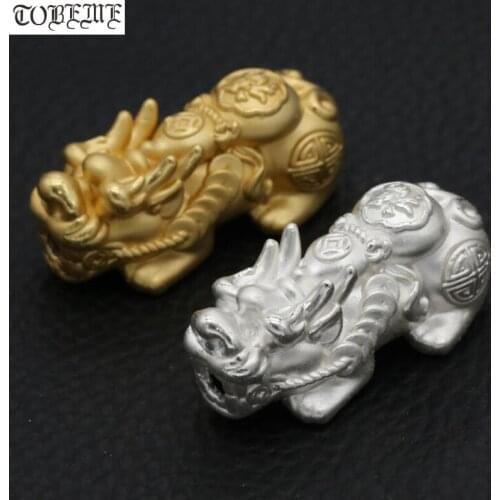 3D 100% 999 Silver Pixiu Beads Pure Silver Fengshui Good Luck Pixiu Beads Wealth Piyao Beads Good Luck for Wealth DIY Bracelet