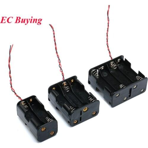 Double Side 4/6/8xAA Spring Battery Holder Case Box Black With Wire Lead For AA Batteries DIY