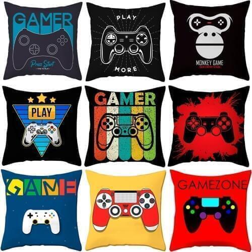 Black Game Controller Keyboard Pattern Cushion Cover Pillowcase For Living Room Bedroom Sofa Cushion Cover Decorative Pillows