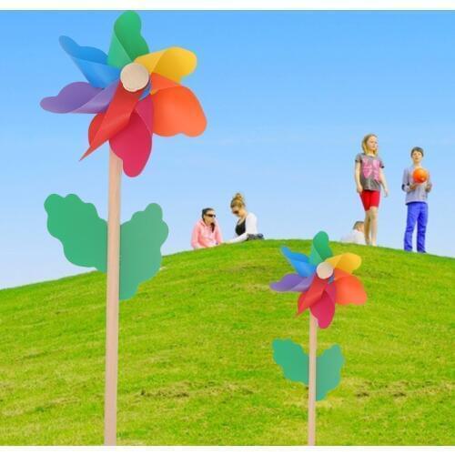 HBB 1PC Colorful Wood Windmill Wind Spinner Pinwheels Home Garden Yard Decoration Kids Outdoor Toys