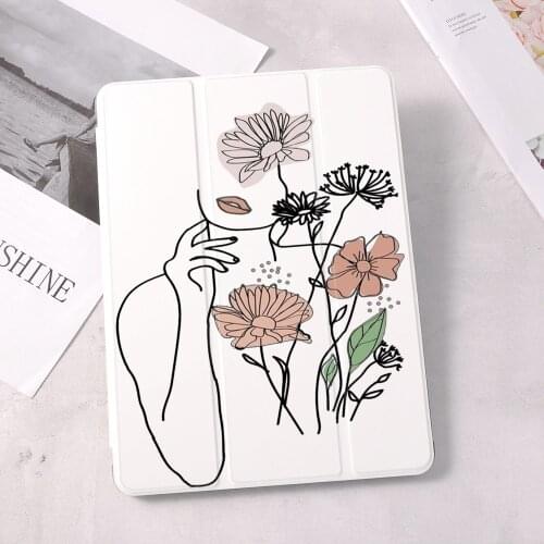 Art Woman line For iPad Case 10.9 inch Air 4 2020 10.5 inch 5th 6th 10.2 ipad Case 8th 12.9 inch Pro 2018 Mini 4 5 Smart Cover