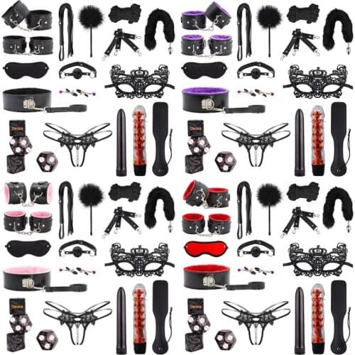 50LF Adult Bed Game Set Safety Womens Mens Comfortable Bondage Romance BDSM Sexx Cosplay Toys Kit Vibrator Plug Tail