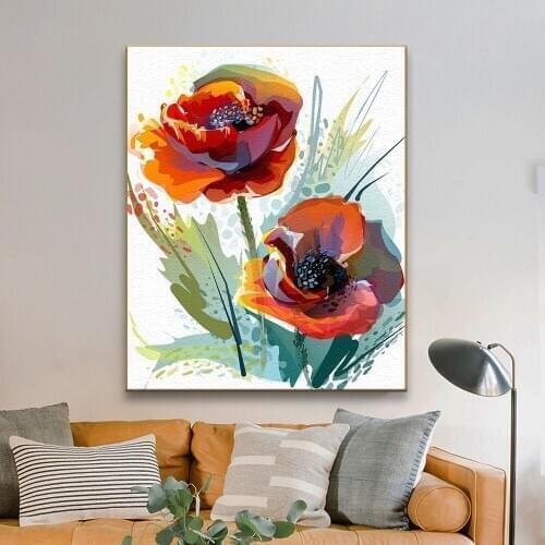 Paintings By Numbers 40*50 All Kinds Of Flowers Rose Poppy Tulip Pictures Decorative Canvas Painting For Home New Year Gift