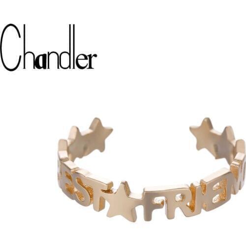 Chandler Letter Friend Ring Star Stacking Best Friend Open Rings Copper Knuckle Toe Bague Friendship Eternal Forever Best Gifts
