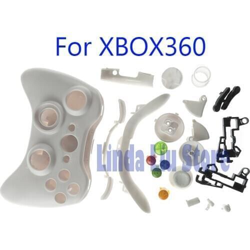 ChengChengDianWan Wireless Controller Housing Shell for Xbox 360 Joystick Housing Case Black With Thumbsticks and butt