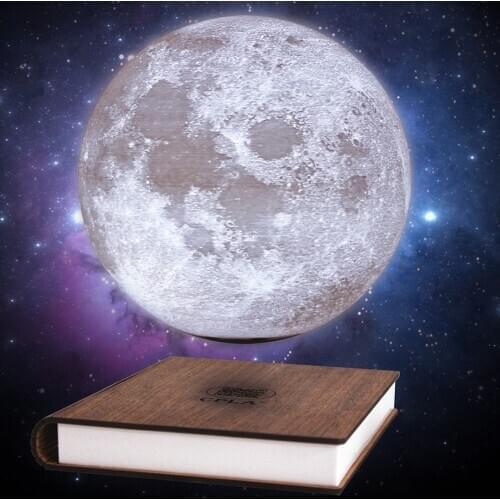 Magnetic Levitating Moon Lamp 3D Printing Floating and Spinning Unibody Seamless Decorative Table Lamp 7.1inch