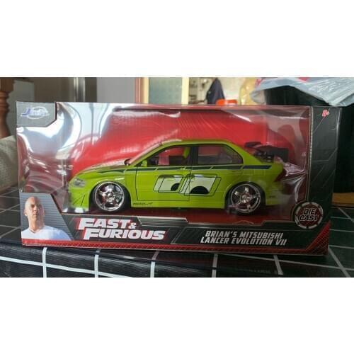 JADA 1/24 Fast and Furious Movie Cars Brians Mitsubishi Lancer Evolution 7 Simulation Metal Diecast Model Cars Kids Toys