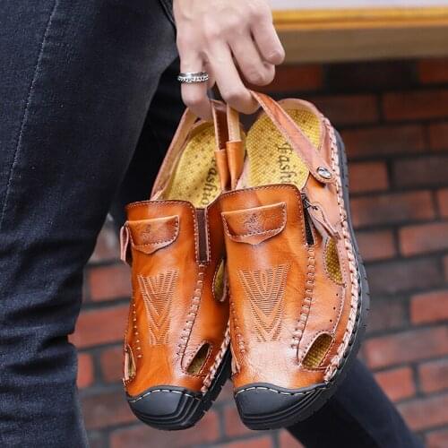 Side Zip Outdoor Beach Slippers for Men Summer Water Shoes Male Sport Sneakers Swimming Office Shoes Fashion Mens Beach Sandals