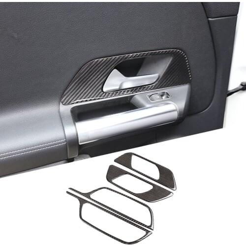 Soft Carbon Fiber Inner Door Handle Frame Decoration Trim For Mercedes Benz B GLB Class W247 X247 2019-2020 Car Accessories