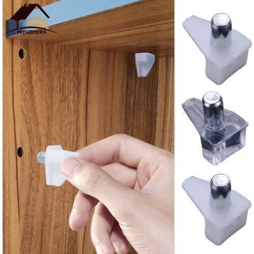 Myhomera 60Pcs Shelf Studs Pegs with Metal Pin Shelves Support Seperator Fixed Cabinet Cupboard Wooden Furniture Bracket Holder