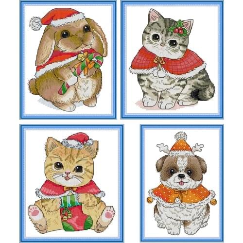 Animal Cat DIY Cross Stitch Kits Craft Embroidery Needlework Set Cotton Thread count Printed Canvas cross stitch pattern Design