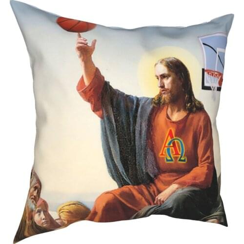 Basketball Jesus Pillowcover Home Decor Parody God Holy Cushion Cover Throw Pillow for Home Double-sided Printing Leisure