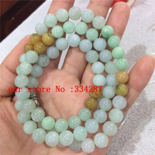 NEW 8MM Beads Elastic 100% Natural AAA Jadeite Jades necklace 18"