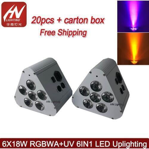 20pcs Party stage par lights Wireless DMX IR APP control 6x18w led battery uplight