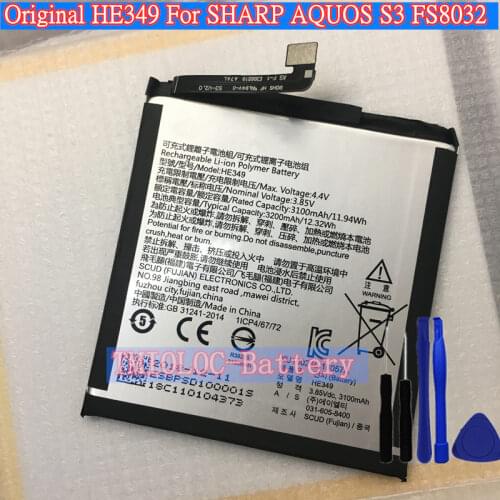 New Original High Quality HE349 3200mAh Battery For SHARP AQUOS S3 FS8032 + Tools