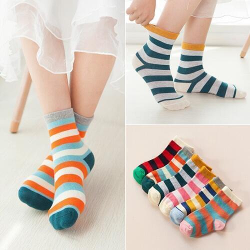 Autumn Kids Short Socks Colorful Gradient Children Socks for Boys Girls Kids Striped Socks School Baby Cute Crew Sox Brand 3-10Y