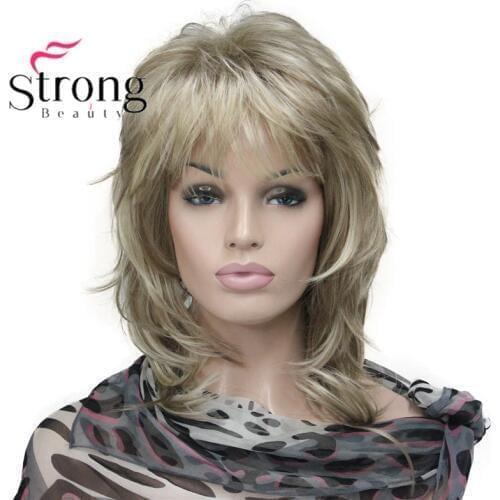 StrongBeauty Blonde Highlighted Long Soft Layered Shag Synthetic Wig for Women