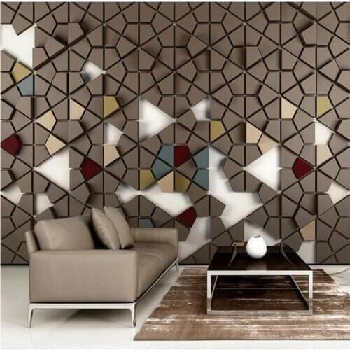 Custom wallpaper 3d polygon mosaic modern TV background wall decoration painting waterproof material