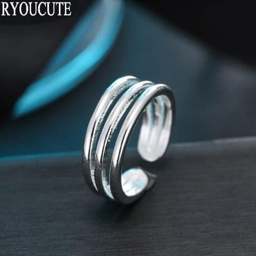 Simple Silver Color Multilayer Rings for Women Adjustable Rings Fashion Wedding Jewelry