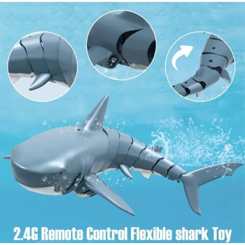 HGRC 2.4G RC Shark Fish Boat Robot T11 Radio Simulation Waterproof Model Electronic Remote Control Swimming Animal Toys For boys