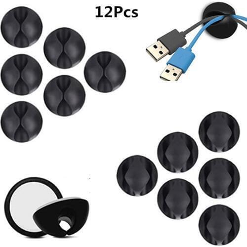 Self Adhesive Round Cable Clip Holders for Organizing Cable Cords Home and Office 6pcs Single + 6pcs Double Channel Cord Clip