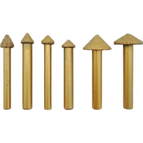 SHDIATOOL 10pcs 3D Vacuum Brazed Diamond CNC Engraving Bits Stone Carving Tools, Diamond Burrs, Router Bits Stone cutter tool