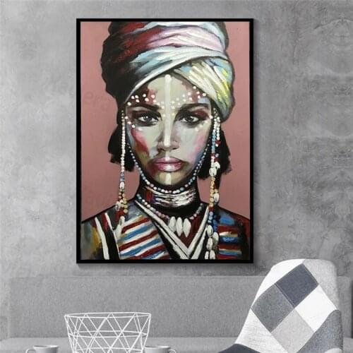 Nordic African Woman Portrait Canvas Painting Wall Art Posters and Prints Scandinavian Pictures for Bedroom Decoration Frameless