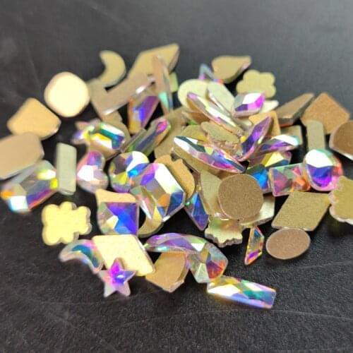 Mix Crystal AB Red Blue Nail Art Rhinestones Flatback Strass Shiny Glass Nail Stones Gems For 3D Nails DIY Manicure Decorations