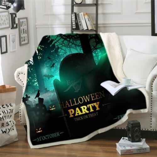 3D Printing Cartoon Halloween Warm Blanket Adult Children Cotton Wool Thick Blanket 130*150 Cm 150*200 Cm