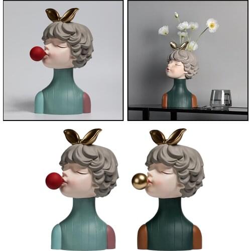 Nordic Vase Resin Planter Garden Flower Vase Succulent Pot Cute Girl Blowing Bubbles Plant Container Pot