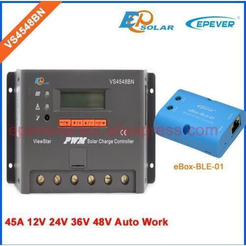VS4548BN 48V Battery charger work 45A EPEVER Solar Controller 45amps ble eBOX bluetooth function LCD display 12V/24V/36V/48V