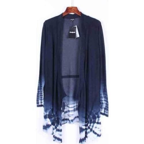 Spanish new fashion personality water ink gradient knit cardigan