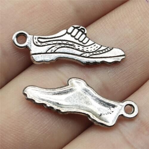WYSIWYG 20pcs 24x8mm Running Shoe Charms Antique Silver Color Shoe Charms Shoe Charms Vintage DIY Accessories For Jewelry Making