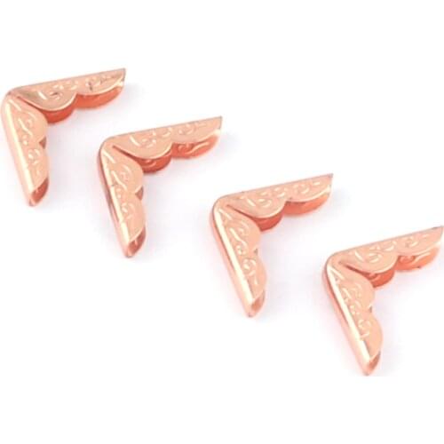 21mm Rose Gold Corner Protectors Metal Corners with Retro Pattern Corner Protector for Boxes, Tables and Books Corner Bracket