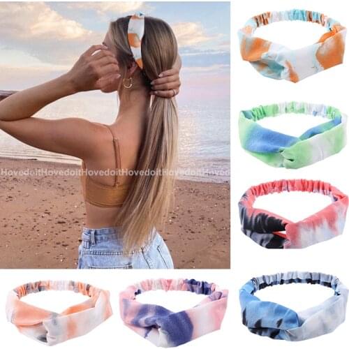 2021 New Design Fashion Women Summer Style Headbands Tie dye Girl Cross Turban Bandage Bandanas Hairbands Hair Accessories