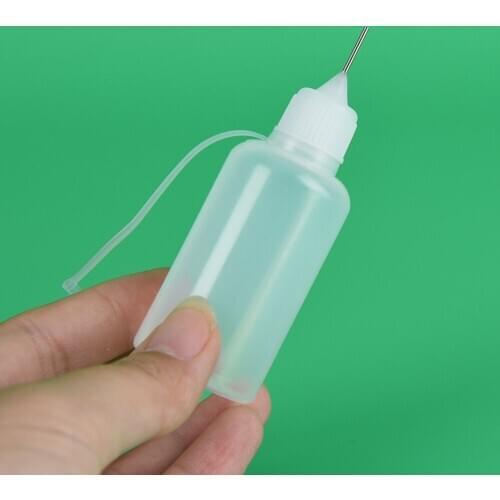 1set ( Bottle+ Needle Tip Cap+ Silicone Loop) 50ml Needle Squeeze Bottle Metal Needle Cap White Plastic Empty Dropper Bottles