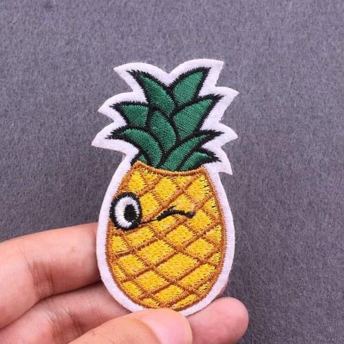 1PCS Pineapple (Size:6.5X3.5cm) Cartoon Cloth Badges Patch Embroidered Applique Sewing Clothes Stickers Apparel Badge