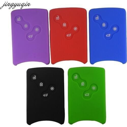 Jingyuqin 15p Silicone Remote Car-Styling Key Cover Case Protector Sticker For Renault Clio Logan Megane 2 3 Koleos Scenic Card