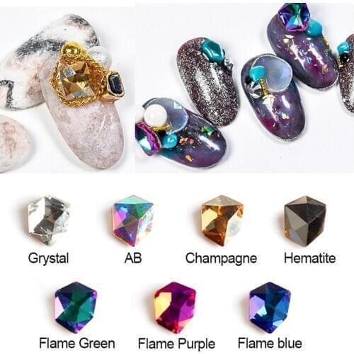 30/100pcs Nail Art Shiny Crystals Ice cube Shape Rhinestones 3D Strass Charm Glass Gem Manicure Nail Accessories