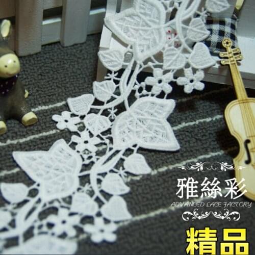 30 Yards/Lot Width 8cm Water Soluble Sewing Lace Trim For Bridal Dress Embroidered Lace Ribbon Appliques DIY Lace Fabric