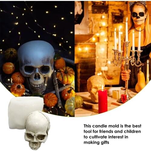 Halloween 3D Skull Shape Molds Candle Mold DIY Tool 3D Cube Moulds Skull-shaped Durable Mould Candle Candy Soap Mould amiable