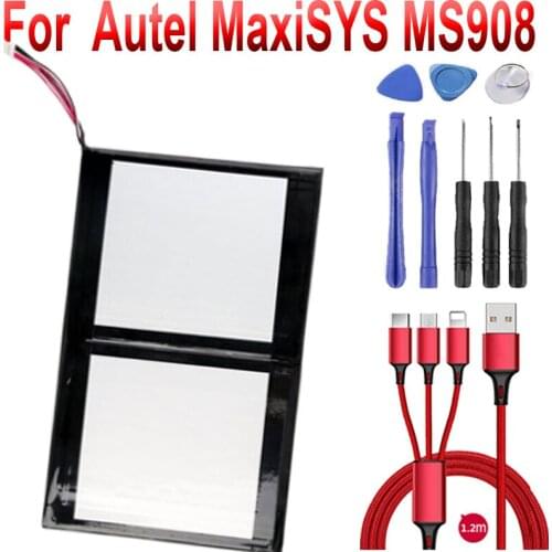Battery for Autel MaxiSYS MS908 & Pro Car Diagnostics Tool Li-Po Rechargeable Accumulator Replacement 3.7V 11000mAh