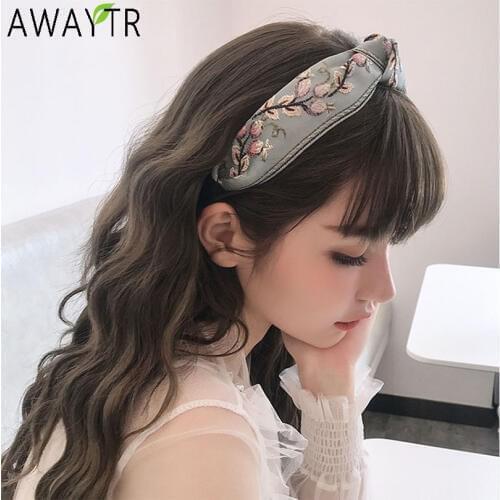 AWAYTR Flowers Hand Made Embroidery Boho Headbnad Hair Band Hair Hoop Bows Flower Crown Headbands Women For Hair Accessories