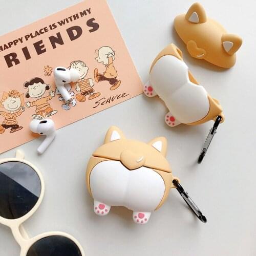 For Airpods 1 2 Pro Case Cartoon Corgi Cute Ass Case Soft Silicone Bluetooth Earphone Wireless Protective Cover For AirPods Cute