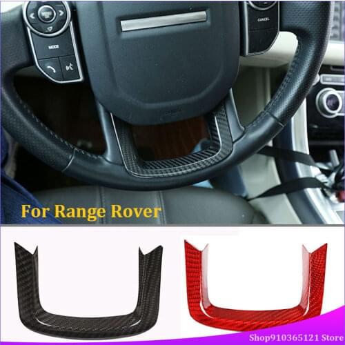 For Range Rover Sport 2014-2017Real Carbon Fiber Red Car Steering Wheel Decoration Trim Car interior accessories