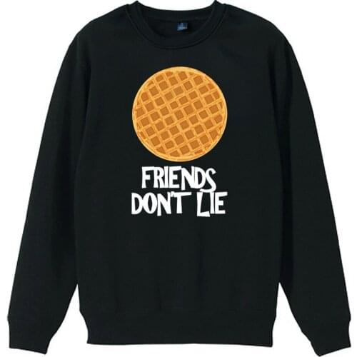 Waffle FRIENDS DO NOT LIE Stranger Things Valentine Decorated Cookies Boys Man Male Cotton Autumn Winter Fleece Sweatshirt